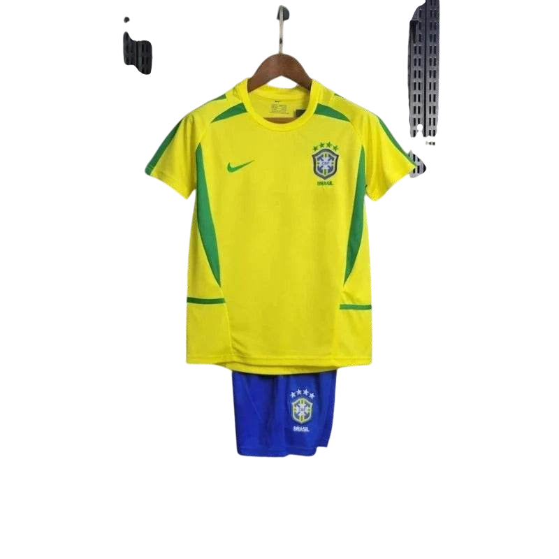Kids Brazil 2002/2004 Home Retro Jersey and Short Kit - ZHÓRN
