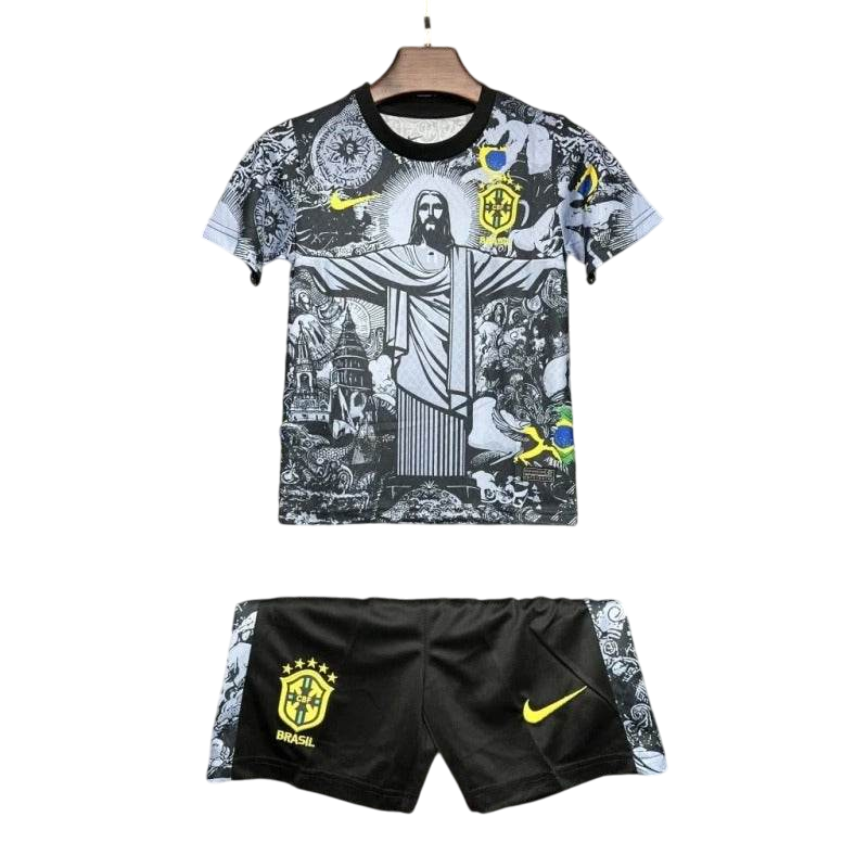 Kids Brazil 2024 Special Jersey and Short Kit Christ Redeemer - ZHÓRN