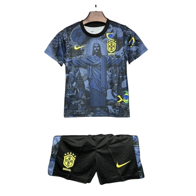 Kids Brazil 2024 Special Jersey and Short Kit Christ Redeemer - ZHÓRN