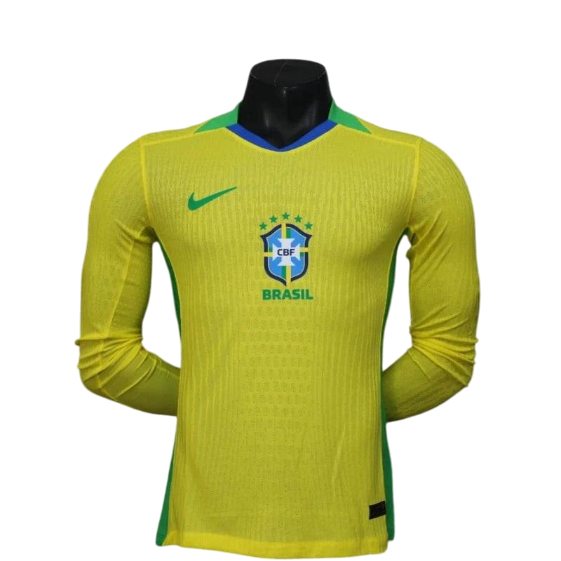 Player Version Brazil 2025 Home Long Sleeve Authentic Jersey - ZHÓRN