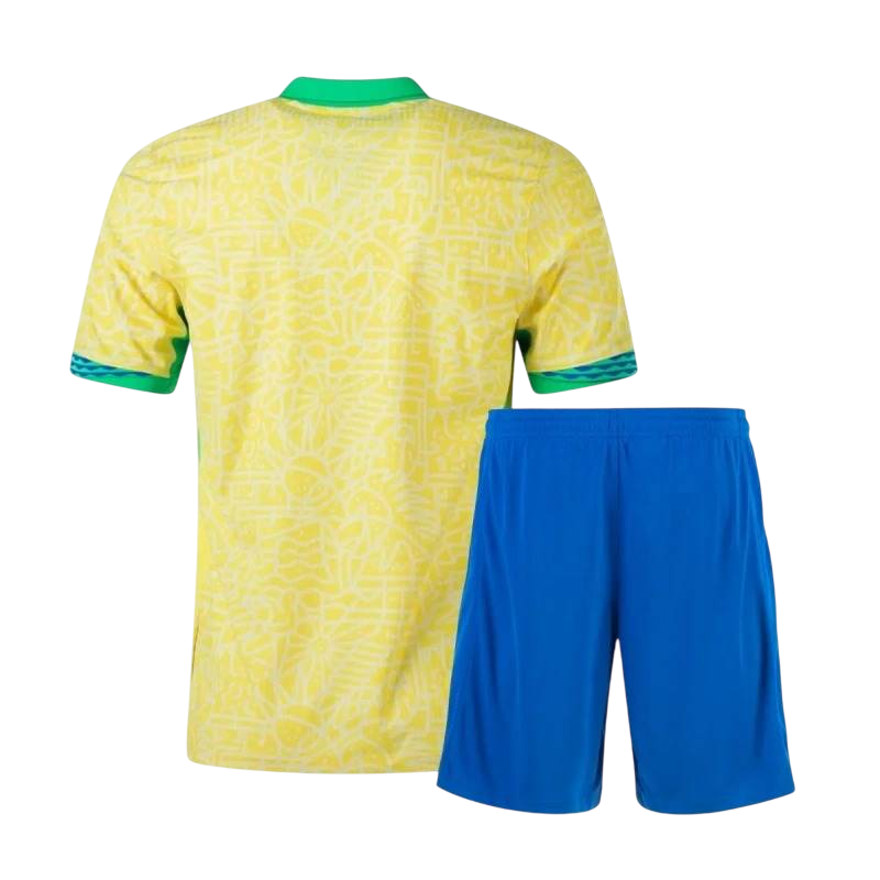 Kids Brazil 2024 Copa Home Jersey and Short Kit - ZHÓRN
