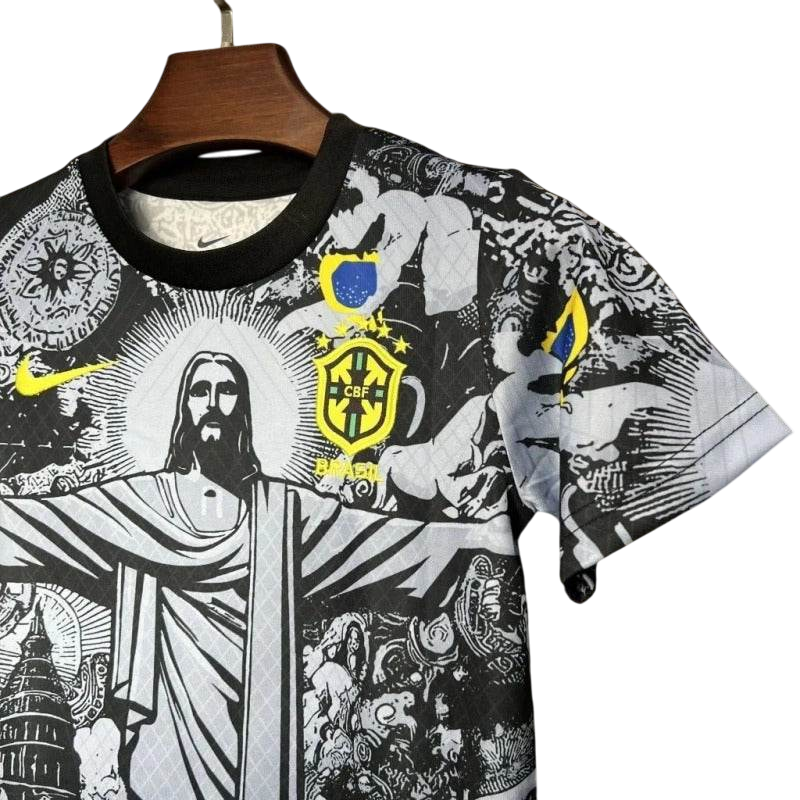 Kids Brazil 2024 Special Jersey and Short Kit Christ Redeemer - ZHÓRN