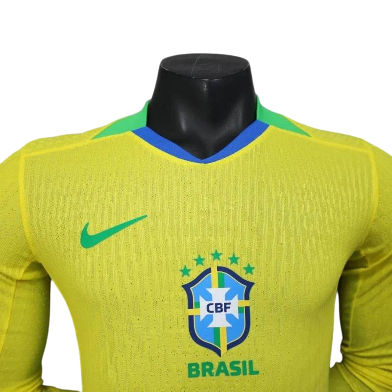 Player Version Brazil 2025 Home Long Sleeve Authentic Jersey - ZHÓRN