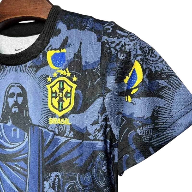 Kids Brazil 2024 Special Jersey and Short Kit Christ Redeemer - ZHÓRN