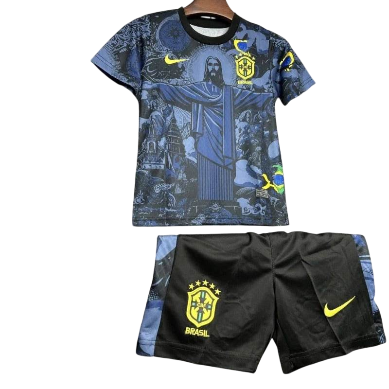 Kids Brazil 2024 Special Jersey and Short Kit Christ Redeemer - ZHÓRN