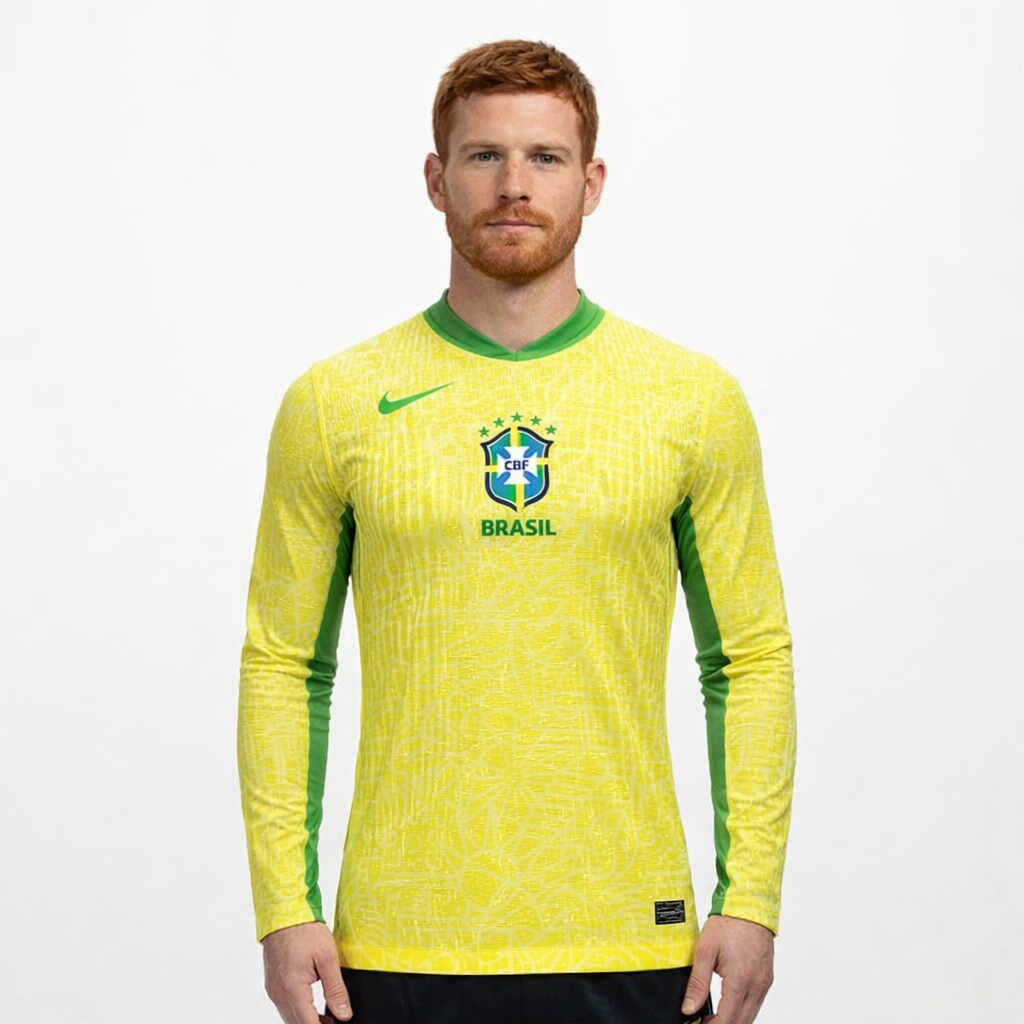 Player Version Brazil 2024 Copa Home Authentic Long Sleeve Jersey