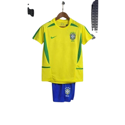 Kids Brazil 2002/2004 Home Retro Jersey and Short Kit - ZHÓRN