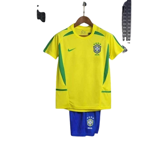 Kids Brazil 2002/2004 Home Retro Jersey and Short Kit - ZHÓRN