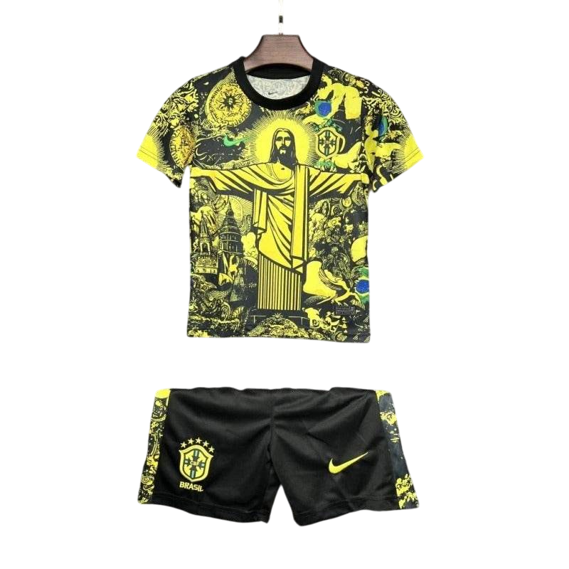 Kids Brazil 2024 Special Jersey and Short Kit Christ Redeemer - ZHÓRN
