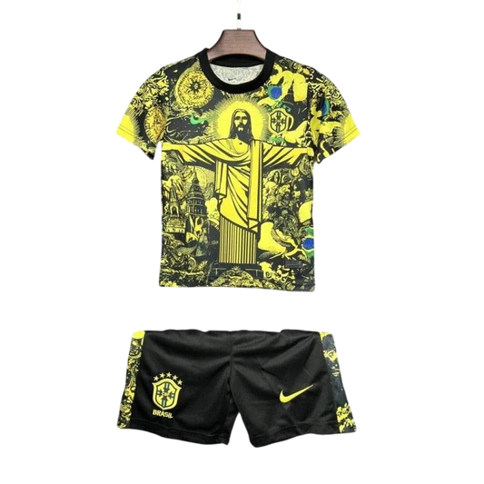 Kids Brazil 2024 Special Jersey and Short Kit Christ Redeemer - ZHÓRN
