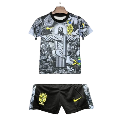 Kids Brazil 2024 Special Jersey and Short Kit Christ Redeemer - ZHÓRN