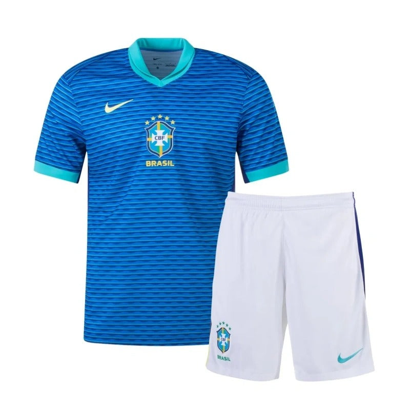 Kids Brazil 2024 Copa Away Jersey and Short Kit