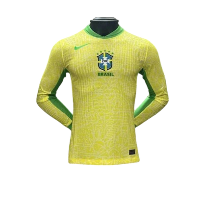 Player Version Brazil 2024 Copa Home Authentic Long Sleeve Jersey - ZHÓRN