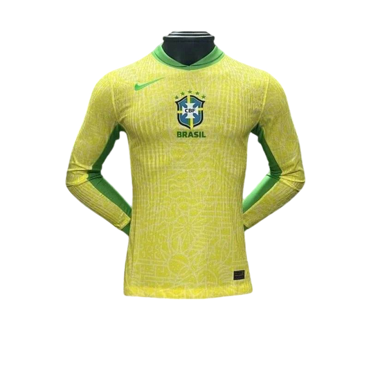 Player Version Brazil 2024 Copa Home Authentic Long Sleeve Jersey - ZHÓRN