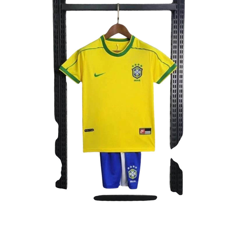 Kids Brazil 1998/2000 Home Retro Jersey and Short Kit - ZHÓRN