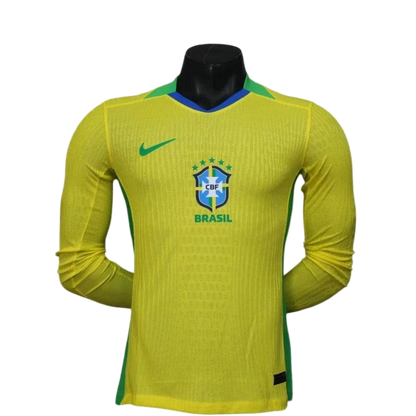 Player Version Brazil 2025 Home Long Sleeve Authentic Jersey - ZHÓRN