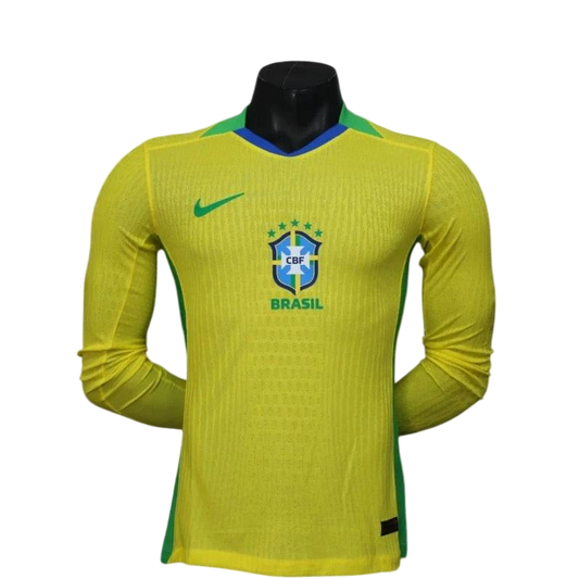 Player Version Brazil 2025 Home Long Sleeve Authentic Jersey - ZHÓRN