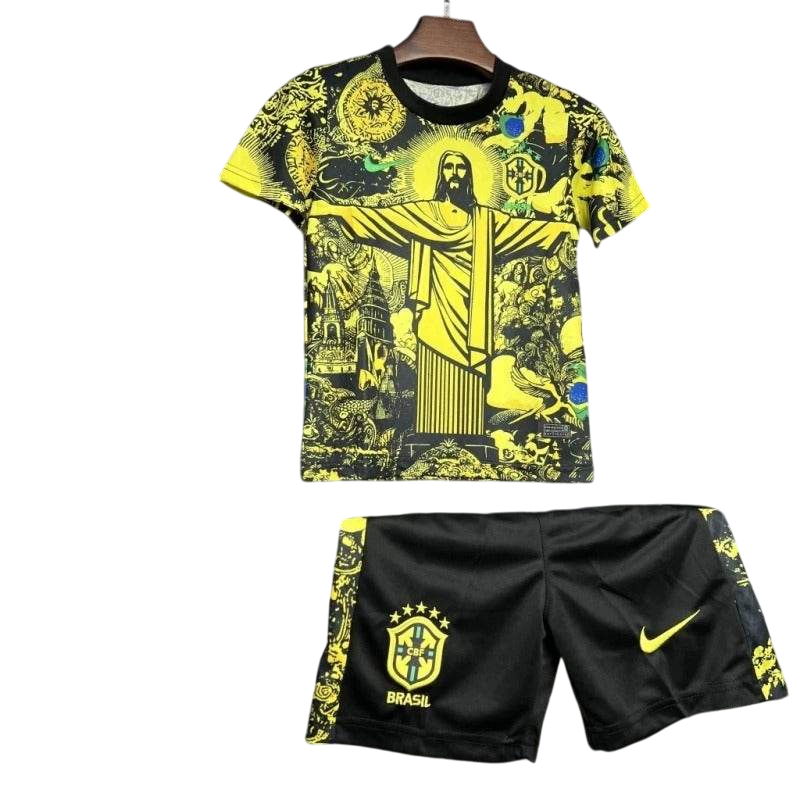 Kids Brazil 2024 Special Jersey and Short Kit Christ Redeemer - ZHÓRN