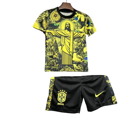 Kids Brazil 2024 Special Jersey and Short Kit Christ Redeemer - ZHÓRN