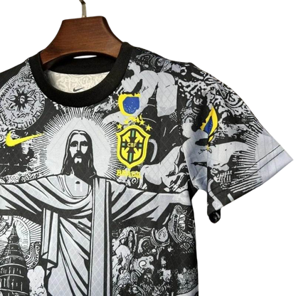 Kids Brazil 2024 Special Jersey and Short Kit Christ Redeemer - ZHÓRN