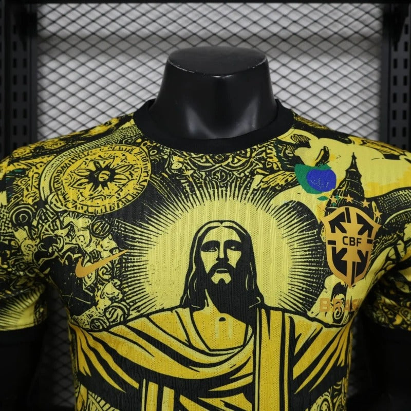 Player Version Brazil 2024 Special Authentic Jersey Christ the Redeemer Yellow