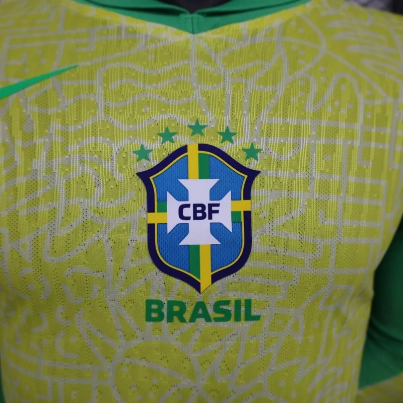 Player Version Brazil 2024 Copa Home Authentic Long Sleeve Jersey