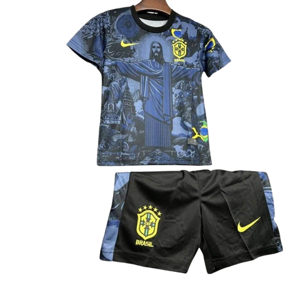 Kids Brazil 2024 Special Jersey and Short Kit Christ Redeemer - ZHÓRN
