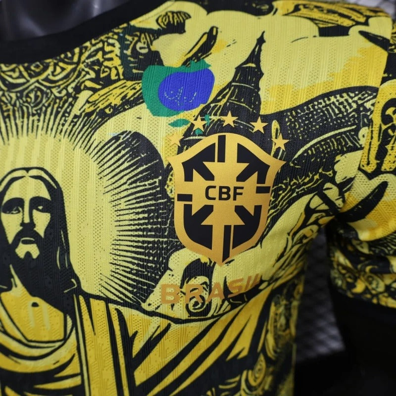 Player Version Brazil 2024 Special Authentic Jersey Christ the Redeemer Yellow