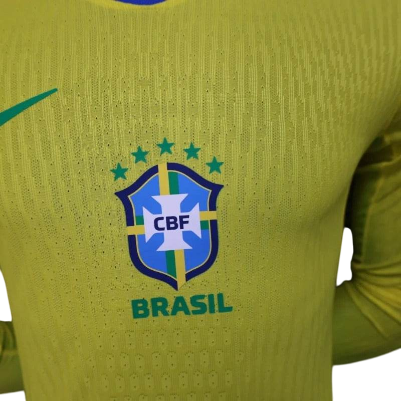 Player Version Brazil 2025 Home Long Sleeve Authentic Jersey - ZHÓRN