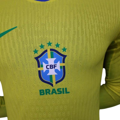 Player Version Brazil 2025 Home Long Sleeve Authentic Jersey - ZHÓRN