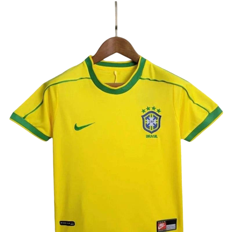 Kids Brazil 1998/2000 Home Retro Jersey and Short Kit - ZHÓRN
