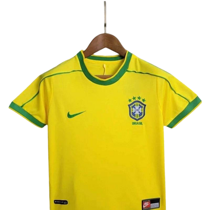 Kids Brazil 1998/2000 Home Retro Jersey and Short Kit - ZHÓRN